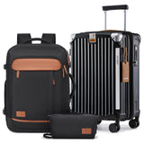 Joyway 20in Carry On Luggage with Cup Holder and USB Port, 25% Expandable Capacity, Smart Suitcase with Anti Slip Wheels and Backpack, Perfect for Men and Women 3 Piece Set Black