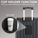 Joyway 20in Carry On Luggage with Cup Holder and USB Port, 25% Expandable Capacity, Smart Suitcase with Anti Slip Wheels and Backpack, Perfect for Men and Women 3 Piece Set Black
