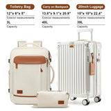 Joyway 20in Carry On Luggage with Cup Holder and USB Port, 25% Expandable Capacity, Smart Suitcase with Anti Slip Wheels and Backpack, Perfect for Men and Women 3 Piece Set White
