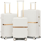 Joyway 3 Piece Luggage Set (20/24/28 Inch) – Lightweight ABS Hardshell Suitcases, Spinner Wheels, TSA Lock, Durable Travel Luggage (White)