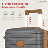 Joyway Expandable Luggage Sets 5 Piece, Lightweight Hard Shell Travel Suitcase Set with Spinner Wheels and TSA Lock, Grey