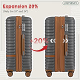 Joyway Expandable Luggage Sets 5 Piece, Lightweight Hard Shell Travel Suitcase Set with Spinner Wheels and TSA Lock, Grey