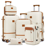 Joyway Expandable Luggage Sets 5 Piece, Lightweight Hard Shell Travel Suitcase Set with Spinner Wheels and TSA Lock, White
