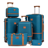 Joyway Luggage Set 3 Piece Suitcase Sets with Spinner Wheel,Hardside Expandable Travel Laggage with TSA Lock (13/20/24/28 Blue brown