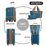 Joyway Luggage Set 3 Piece Suitcase Sets with Spinner Wheel,Hardside Expandable Travel Laggage with TSA Lock (13/20/24/28 Blue brown