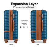 Joyway Luggage Set 3 Piece Suitcase Sets with Spinner Wheel,Hardside Expandable Travel Laggage with TSA Lock (13/20/24/28 Blue brown