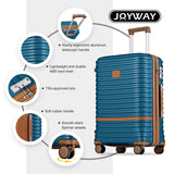 Joyway Luggage Set 3 Piece Suitcase Sets with Spinner Wheel,Hardside Expandable Travel Laggage with TSA Lock (13/20/24/28 Blue brown