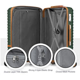 Joyway Luggage Set 3 Piece Suitcase Sets with Spinner Wheel,Hardside Expandable Travel Laggage with TSA Lock (13/20/24/28 Green brown