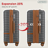 Joyway Luggage Set 3 Piece Suitcase Sets with Spinner Wheel,Hardside Expandable Travel Laggage with TSA Lock (13/20/24/28 Grey brown