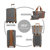 Joyway Luggage Set 3 Piece Suitcase Sets with Spinner Wheel,Hardside Expandable Travel Laggage with TSA Lock (13/20/24/28 Grey brown