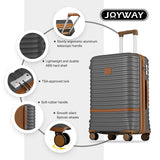 Joyway Luggage Set 3 Piece Suitcase Sets with Spinner Wheel,Hardside Expandable Travel Laggage with TSA Lock (13/20/24/28 Grey brown