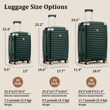 Joyway Luggage Set 3 Piece with TSA Lock and Spinner Wheels, PP Hard Shell Suitcase Set with Corner Protectors for Travel(Green, 3 piece luggage set)