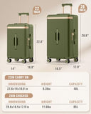 Joyway Luggage Sets 2 Piece, 22 Inch Carry On and 26 Inch Checked, Green