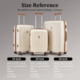 Joyway Luggage Sets 5 Piece PP Hardshell Carry on Suitcase, Travel Lightweight Carry - on with Double Spinner Wheels and TSA Lock, Beige Brown