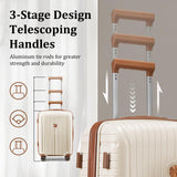 Joyway Luggage Sets 5 Piece PP Hardshell Carry on Suitcase, Travel Lightweight Carry - on with Double Spinner Wheels and TSA Lock, Beige Brown