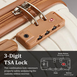 Joyway Luggage Sets 5 Piece PP Hardshell Carry on Suitcase, Travel Lightweight Carry - on with Double Spinner Wheels and TSA Lock, Beige Brown