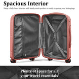 Joyway Luggage Sets 5 Piece PP Hardshell Carry on Suitcase, Travel Lightweight Carry - on with Double Spinner Wheels and TSA Lock, Rose Gold