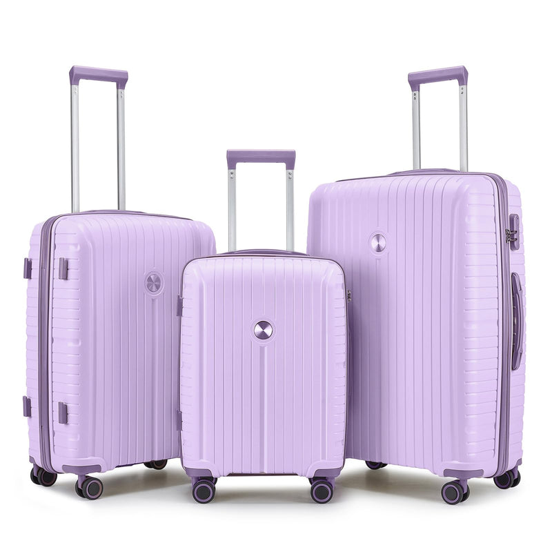 Joyway Suitcase Set 3 Piece Luggage Sets with TSA Lock, PP Hardside Carry on Luggage Set, Travel Lightweight Suitcases with Wheels, Light Purple