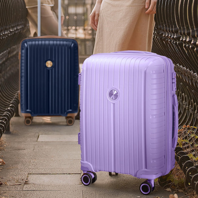 Joyway Suitcase Set 3 Piece Luggage Sets with TSA Lock, PP Hardside Carry on Luggage Set, Travel Lightweight Suitcases with Wheels, Light Purple