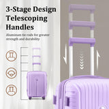 Joyway Suitcase Set 3 Piece Luggage Sets with TSA Lock, PP Hardside Carry on Luggage Set, Travel Lightweight Suitcases with Wheels, Light Purple