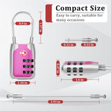 Joyway TSA Approved Luggage Lock, 3 Digit Combination Cable Lock with Alloy Body, Travel Combination Locks for Suitcases, Backpack and Golf Bag (Pink, 4Pack)
