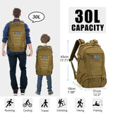 Jueachy Tactical Backpack for Men Hiking Day Pack Molle Military Rucksack Waterproof 30L EDC Bag with USA Flag Patch TAN Style
