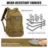 Jueachy Tactical Backpack for Men Hiking Day Pack Molle Military Rucksack Waterproof 30L EDC Bag with USA Flag Patch TAN Style