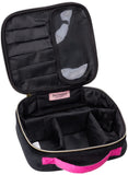 Juicy Couture Black Hot Pink Makeup Bag Cosmetics Organizer Travel Essentials Compartmentalized Glitter