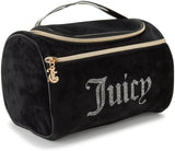 Juicy Couture Black Makeup Bag Cosmetics Organizer Travel Essentials Hanging Duffel Velour Rhinestones