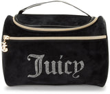 Juicy Couture Black Makeup Bag Cosmetics Organizer Travel Essentials Hanging Duffel Velour Rhinestones