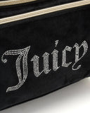 Juicy Couture Black Makeup Bag Cosmetics Organizer Travel Essentials Hanging Duffel Velour Rhinestones
