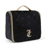 Juicy Couture Black Makeup Bag Cosmetics Organizer Travel Essentials Hanging Hook Heart Velour