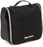 Juicy Couture Black Makeup Bag Cosmetics Organizer Travel Essentials Hanging Hook Velour Logo