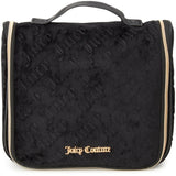 Juicy Couture Black Makeup Bag Cosmetics Organizer Travel Essentials Hanging Hook Velour Logo