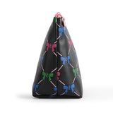 Juicy Couture Black Makeup Bag Cosmetics Organizer Travel Essentials Top Zip Pouch Multi Color Bow