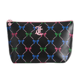 Juicy Couture Black Makeup Bag Cosmetics Organizer Travel Essentials Top Zip Pouch Multi Color Bow