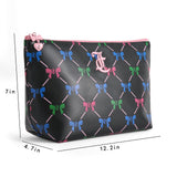 Juicy Couture Black Makeup Bag Cosmetics Organizer Travel Essentials Top Zip Pouch Multi Color Bow