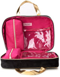 Juicy Couture Black Makeup Bag Cosmetics Organizer Travel Essentials Weekender Velour Rhinestone Gold Trim