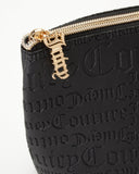 Juicy Couture Black Makeup Bag Cosmetics Organizer Travel Essentials Zip Top Wedge Matte Logo
