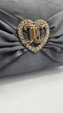 Juicy Couture Black Makeup Bag Cosmetics Organizer Travel Essentials Zip Top Wedge Satin Bow Rhinestone Heart