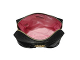Juicy Couture Black Makeup Bag Cosmetics Organizer Travel Essentials Zip Top Wedge Satin Bow Rhinestone Heart
