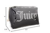 Juicy Couture Black Makeup Bag Cosmetics Organizer Travel Essentials Zip Top Wedge Shiny Patent Rhinestones