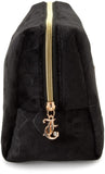 Juicy Couture Black Makeup Bag Cosmetics Organizer Travel Essentials Zip Top Wedge Velour Heart Crown
