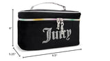 Juicy Couture Black Rainbow Makeup Bag Cosmetics Organizer Travel Essentials Train Case Velour Rhinestones