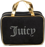 Juicy Couture Black Velour Rhinestones Makeup Bag Cosmetics Organizer Travel Essentials Set