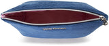 Juicy Couture Blue Makeup Bag Cosmetics Organizer Travel Essentials Zip Top Wedge Velour Heart Crown
