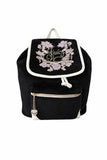 Juicy Couture Falling For Juicy Velour Backpack, Drawstring Flap Closure, Adjustable Straps, 11x11x7 inches (Midnight Blossom)