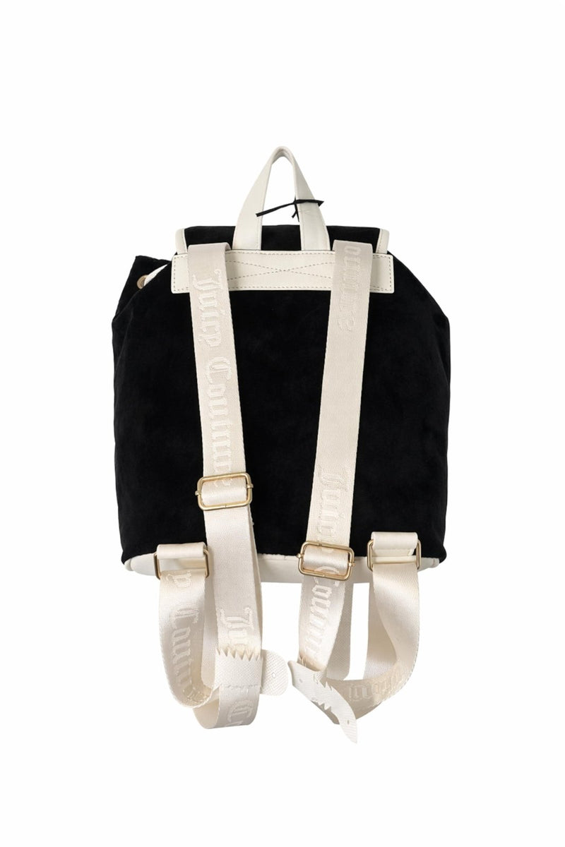 Juicy Couture Falling For Juicy Velour Backpack, Drawstring Flap Closure, Adjustable Straps, 11x11x7 inches (Midnight Blossom)