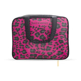 Juicy Couture Hot Pink Black Makeup Bag Cosmetics Organizer Travel Essentials Weekender Leopard Print