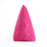 Juicy Couture Hot Pink Makeup Bag Cosmetics Organizer Travel Essentials Top Zip Pouch Terry Cloth Heart Logo